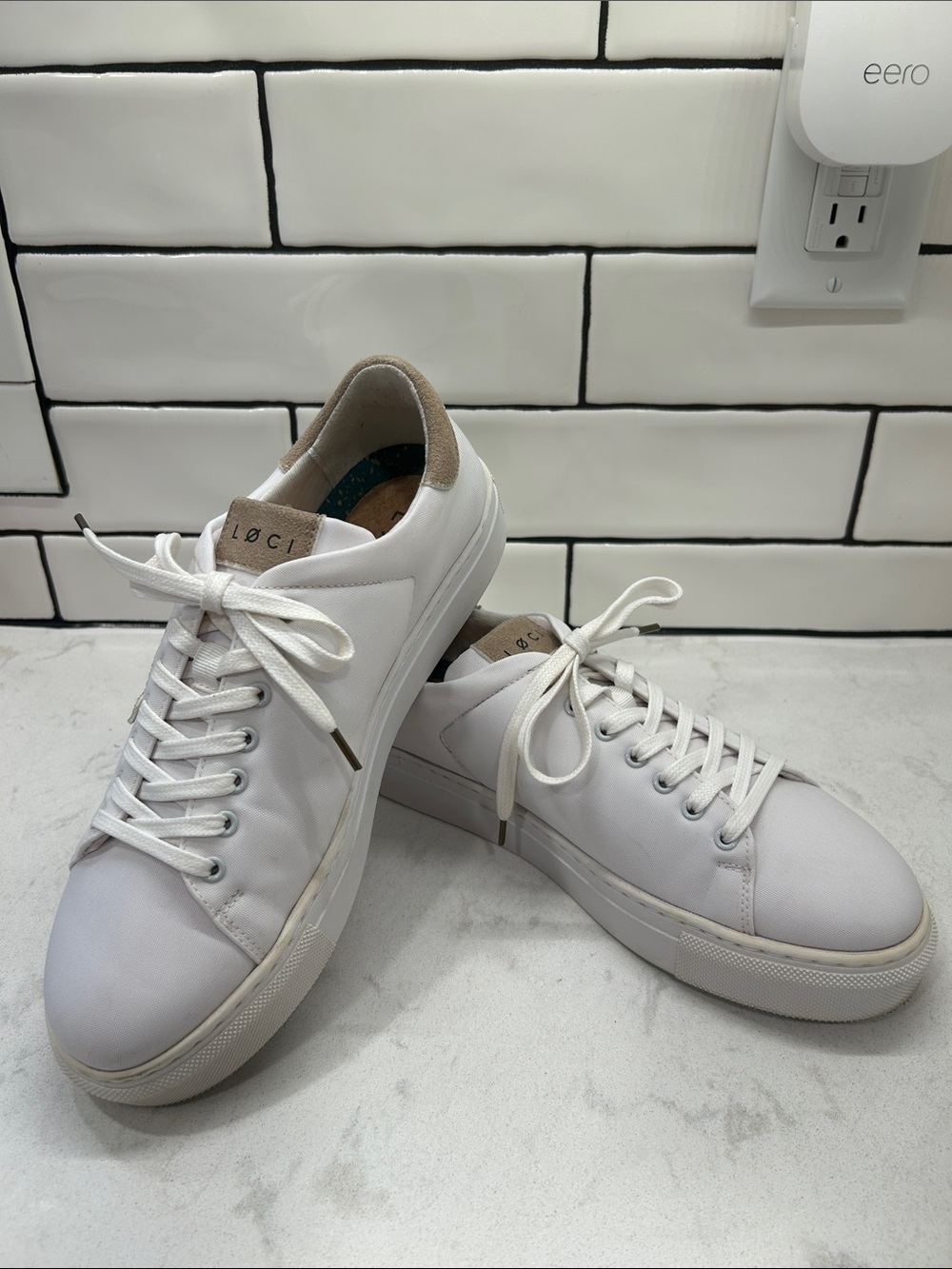 LØCI Nine sneakers White Leather Look Low Top Women’s Neutral Minimalist Casual - Picture 11 of 16